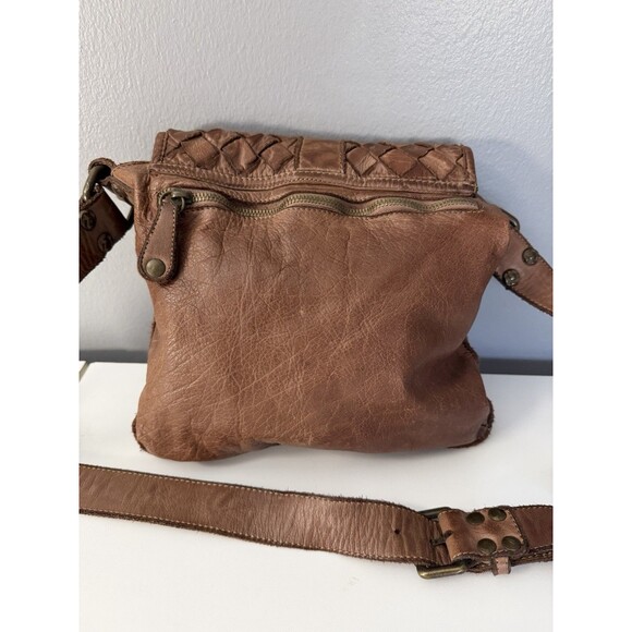 Civico93 Italian Woven Leather Crossbody Shoulder Bag Brown Boho Purse Handbag - Picture 3 of 14